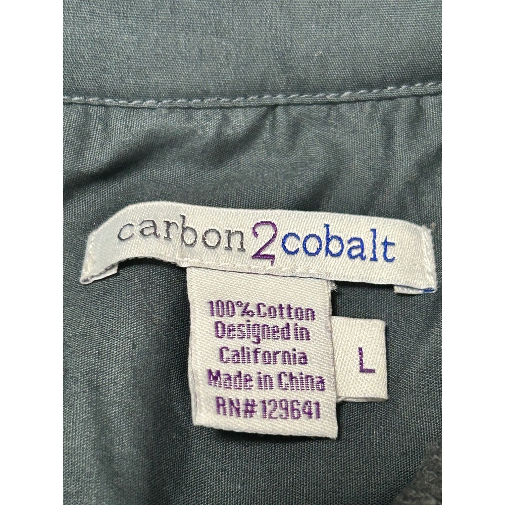 Carbon 2 Cobalt Ribbed‎ Button Front Shirt Gray Long Sleeve Cotton Size L - CJ - Picture 5 of 7